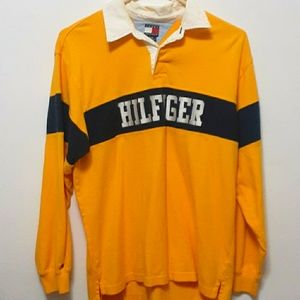 Vtg Tommy Hilfiger Yellow Collared Polo XL